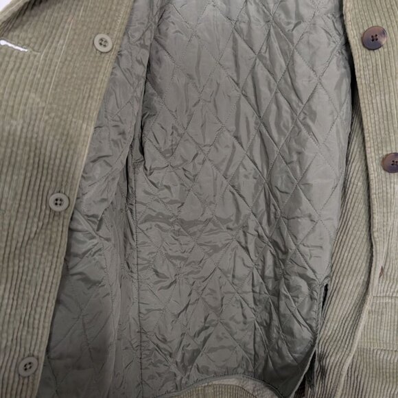 LL Bean Corduroy Barn Jacket Womens Size Medium Green Removable Liner Workwear - Picture 6 of 16